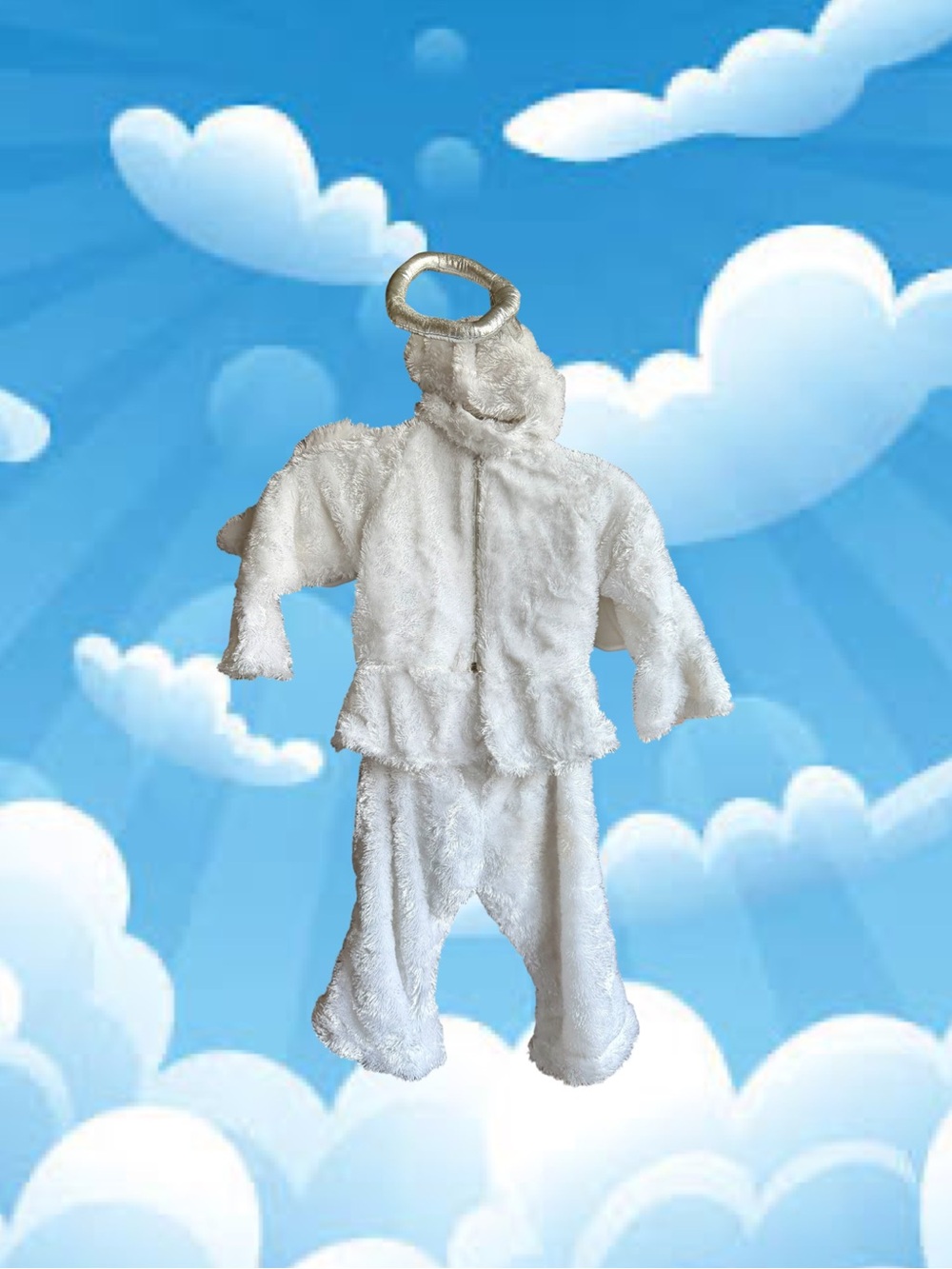 White Plush Angel Costume for Kids with Halo 2-4 years